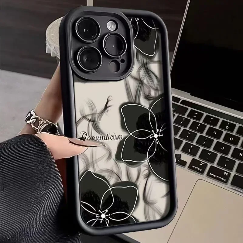 Nice Butterfly Flower Silicone Phone Case For iPhone 15 12 13 14 11 Pro Max XR XS X 7 8 Plus Shockproof matte Soft Cover