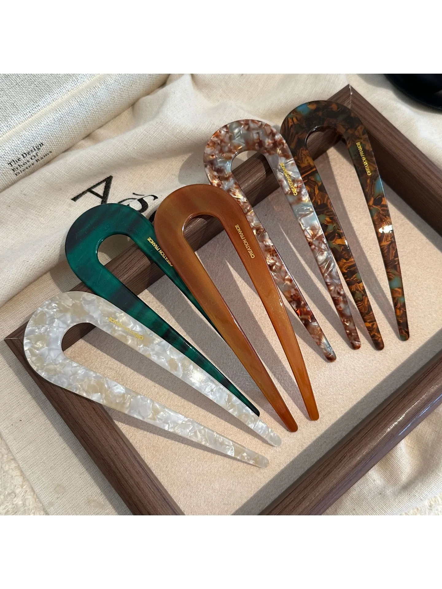 Fourchette à cheveux élégante en forme de U, Design minéral, épingle à cheveux en acétate, Style Vintage chinois, bâton de chignon sans accroc pour femmes, accessoires de cérémonie