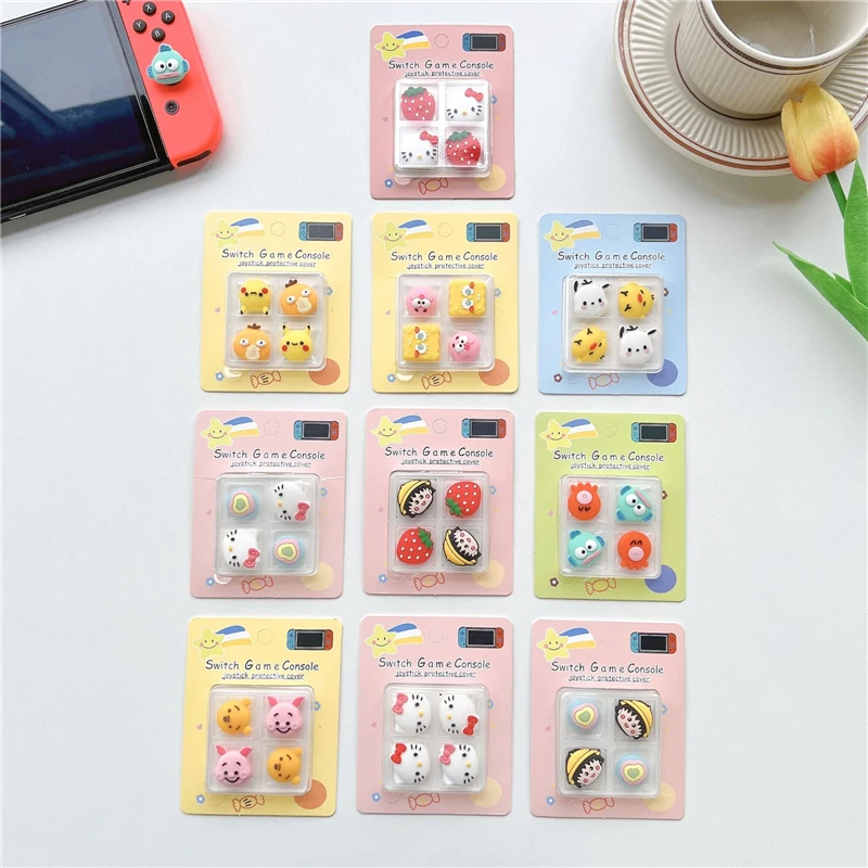 4Pcs/Lot MINISO Sanrio Hello Kitty Pochacco Stick Grip Cap Joystick For Nintendo Switch NS Lite Oled Controller