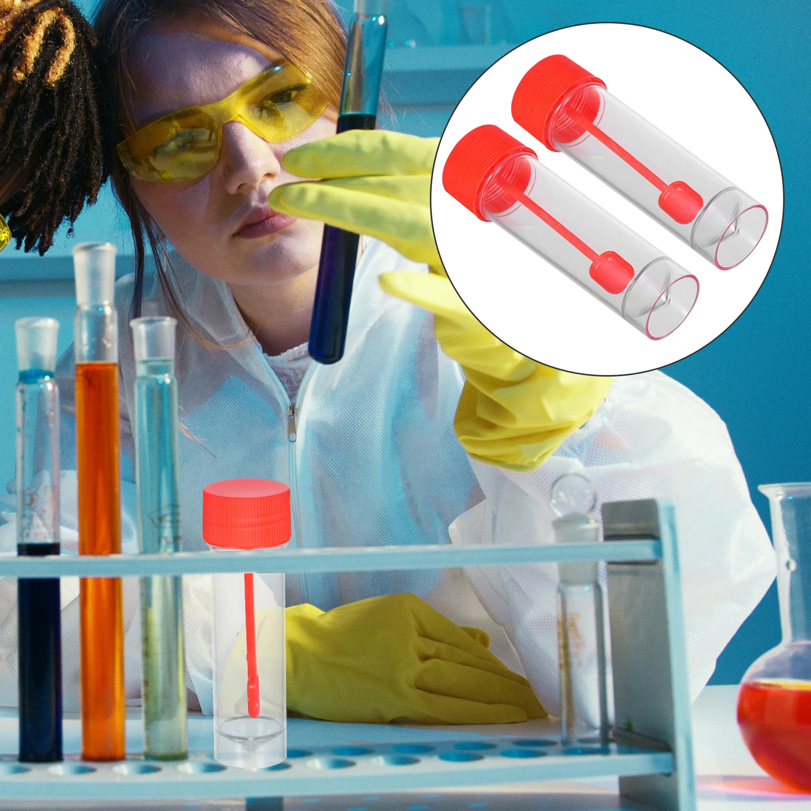 20pcs 30ml Stool Sampling Cups Hospital Laboratory Fecal Specimen Containers with Red Lids for Testing Collection Plastic