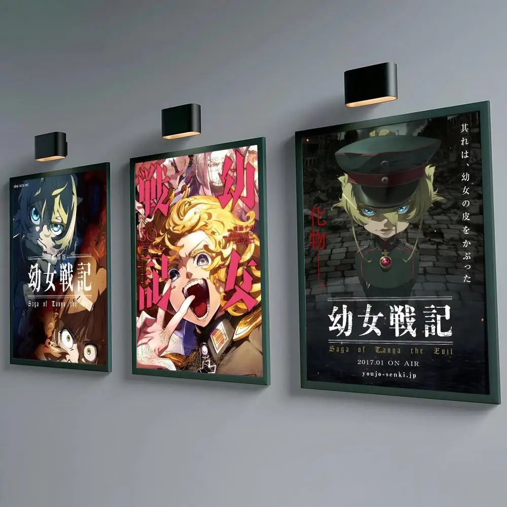 Anime Youjo Senki Poster Self-adhesive Waterproof Paper Sticker Coffee House Bar Room Wall Decor