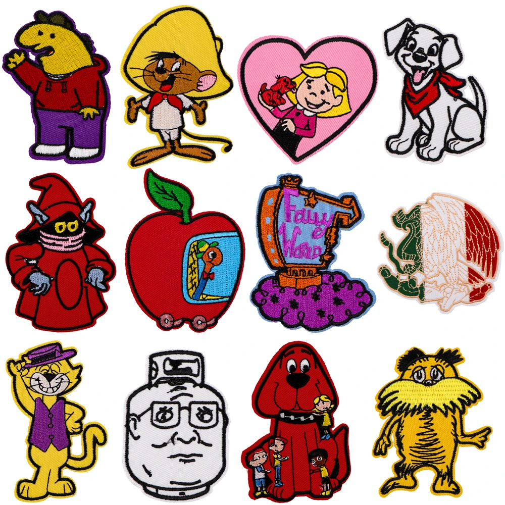 Cartoon Apple Embroidered Patches for Clothing Patches on Clothes Stickers Iron on Patches Stripes DIY Appliques