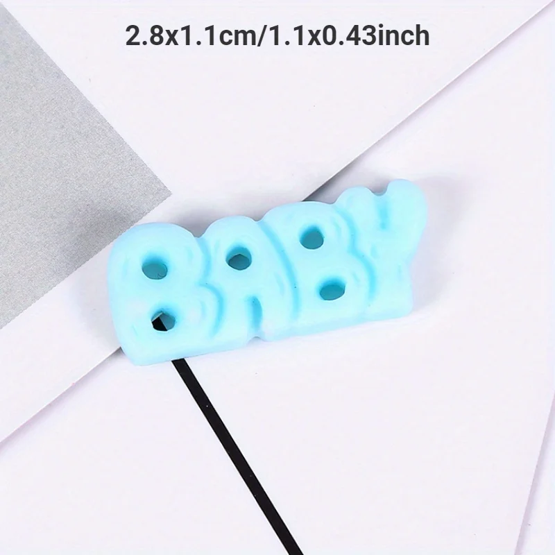 10pcs Kawaii Baby Letter Planar Resin Flatback Cabochons Embellissement Scrapbooking DIY Mobile Phone Case Hair Bow Decoration