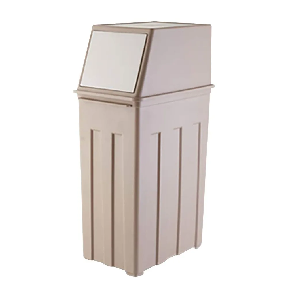 

Large Capacity (30L) Trash Can - 8 Gallon Trash Can w/ Hinged Flap Cover - 11.8" x 7.5" x 24.6" Slim Trash Can