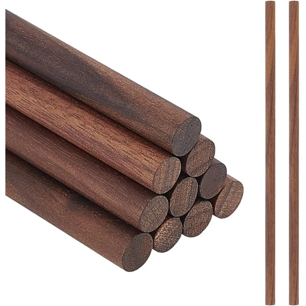 12Pcs Walnut Wooden Dowel Rods 11.8x0.4 Inch Unfinished Wood Sticks Brown Unfinished Round Wood Stick Hardwood Craft Sticks