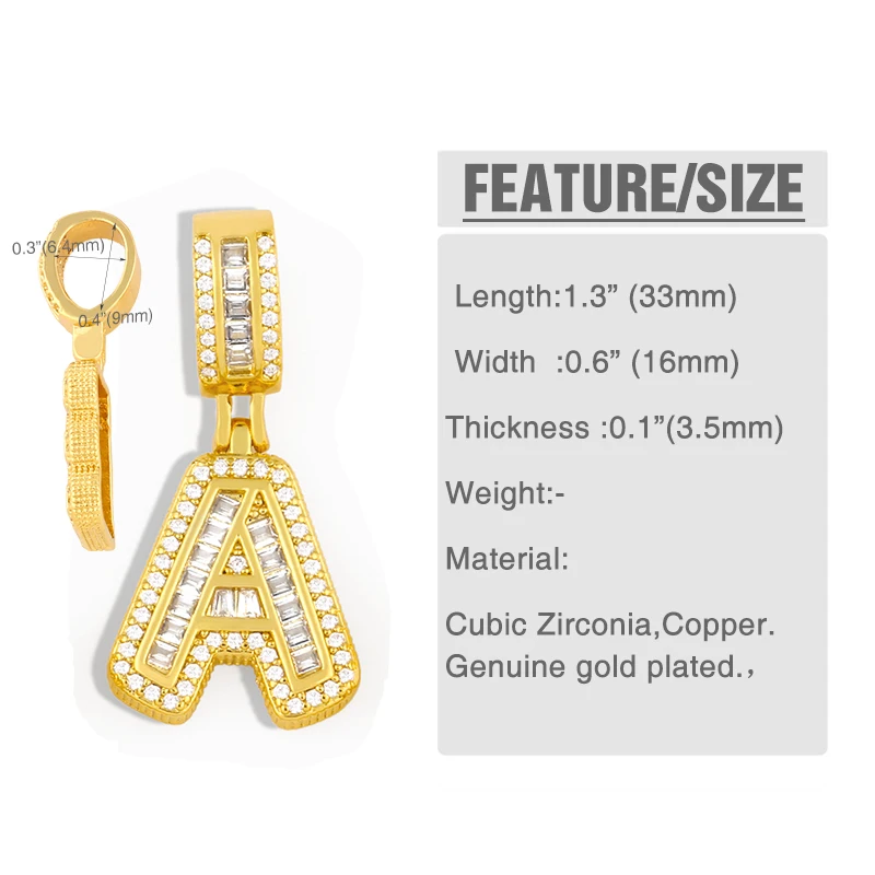 OCESRIO Gold Plated Letter Crystal Zircon Big Alphabet Pendant Decoration Pendant Zircon Gothic Jewelry Making Supplies pdta004