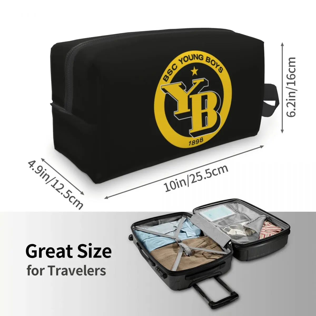 Bolsa de Maquiagem e Cosméticos BSC Young Boys Swiss para Fãs de Futebol Suíço, Organizador de Armazenamento, Necessaire de Viagem