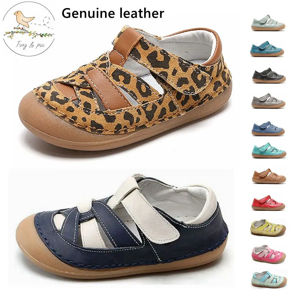 Tong le pao Children leather shoes Style Of Fashion Casual Boys Girls Baby Shoes kids Anti-Slip Children Sandals  free shippin