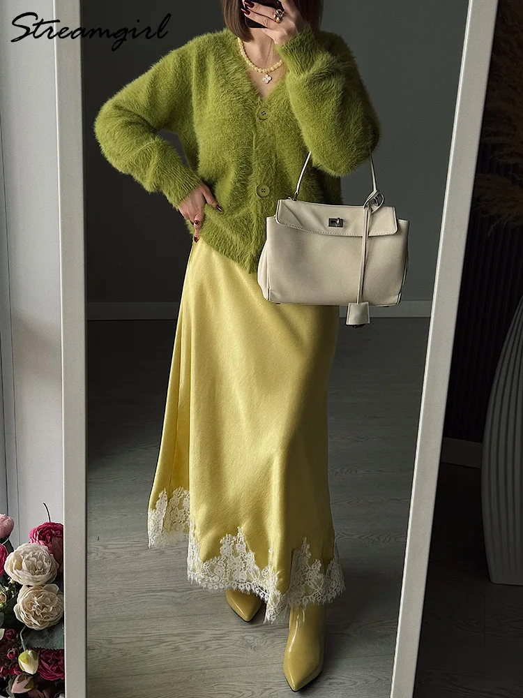 Olive Green Oversized Knit Cardigan Jacket for Women