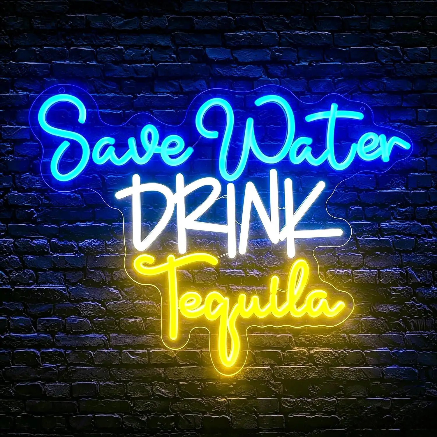 Save Water Drink Tequila Neon Sign USB Dimmable LED Neon Light for Home Bar Pub Bedroom Man Cave Party Neon Wall Art Decoration