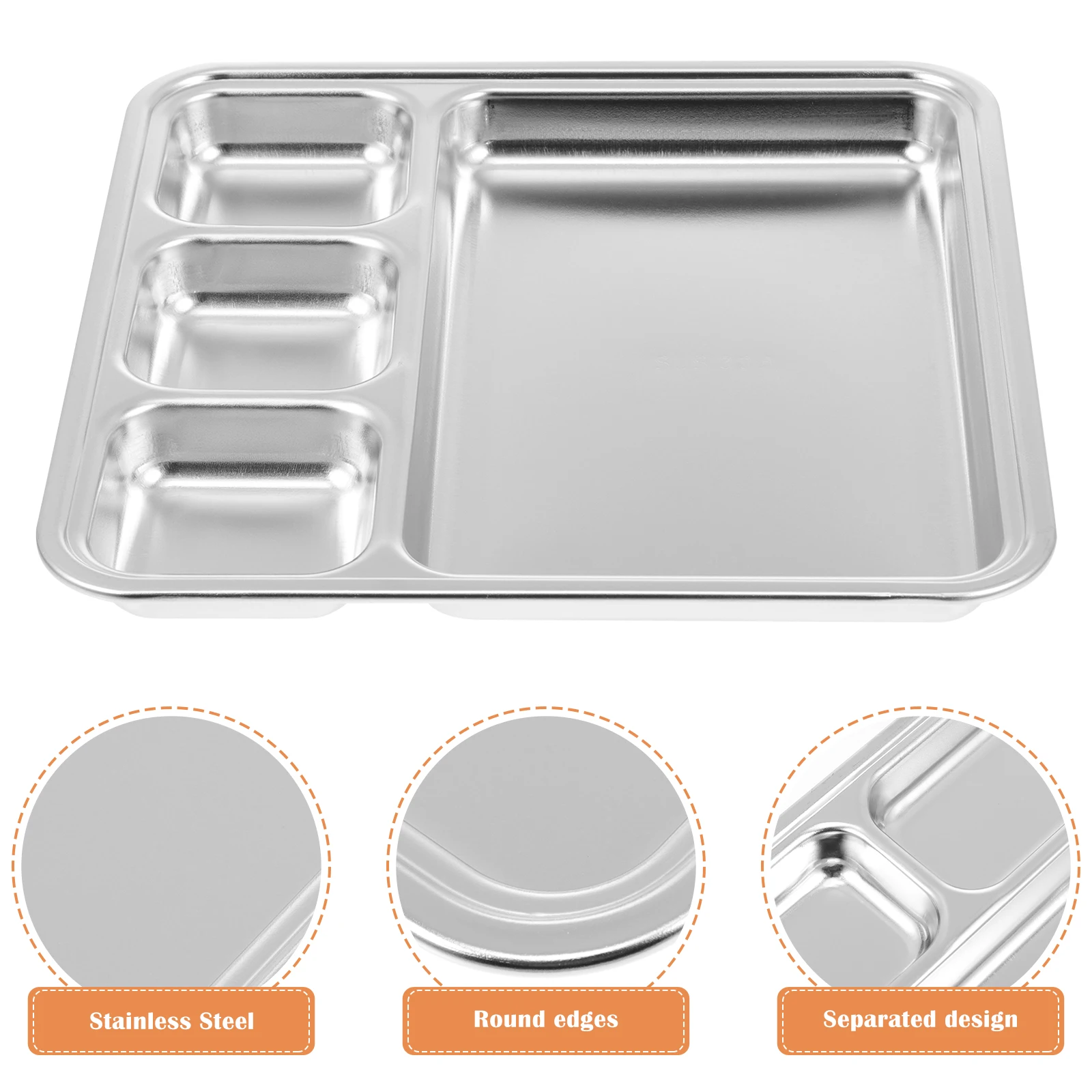 

Stainless Steel Seasoning Tray Multi-grids Dinner Plate Divided Plates Food Divider