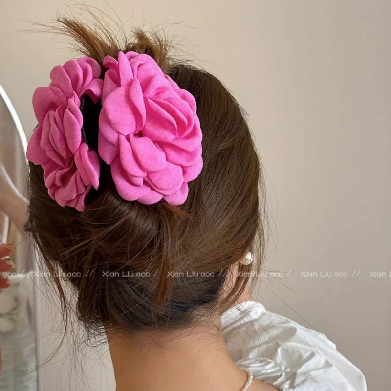 Hair Claw Dried Rose Blossom Claw Clip Female Style Shark Clip Sweet Claw Clip Spring/Summer New Style Hair Jewelry