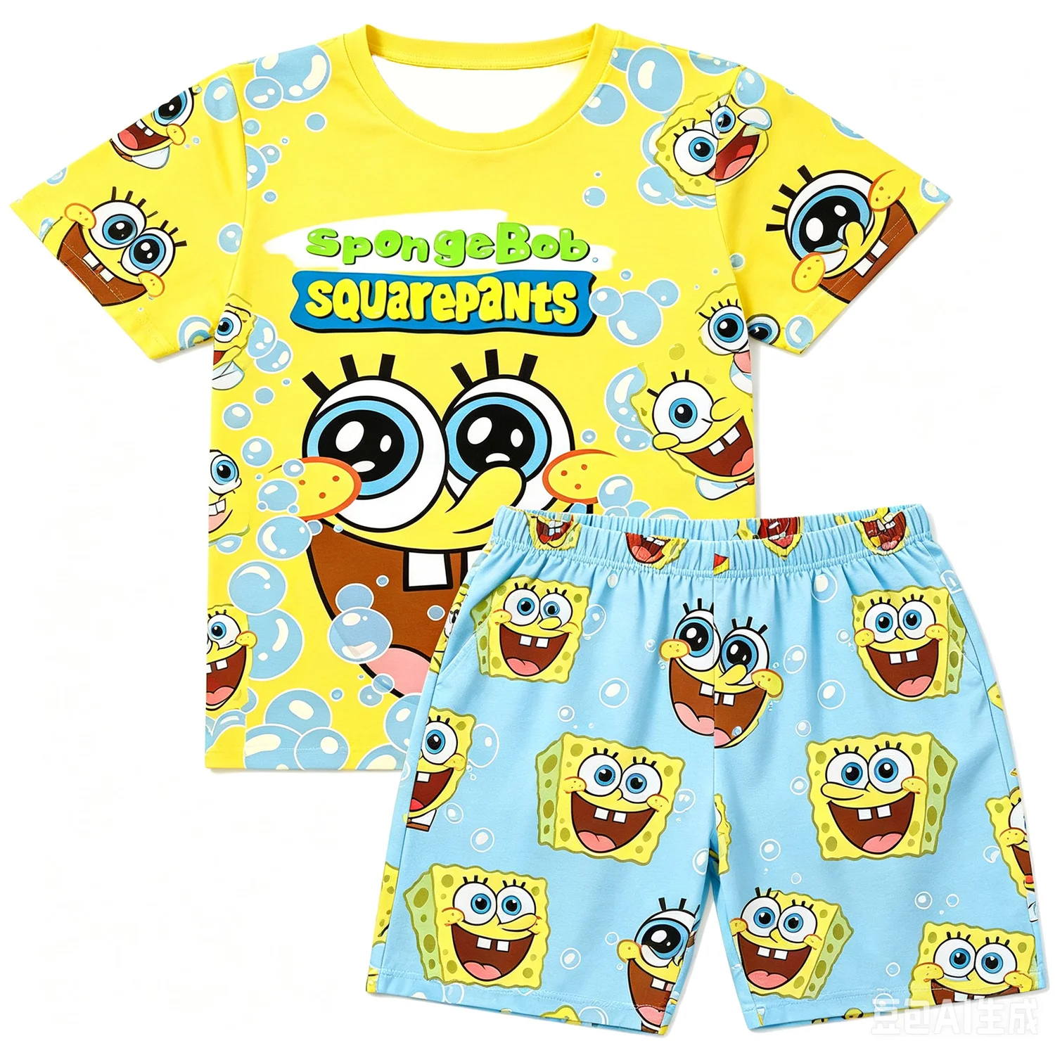 Patrick Star Krabby Patty Floral Full Print Two Piece Outfit For Men Women Kids Breathable Daily Anime Home Nightwear Clothes