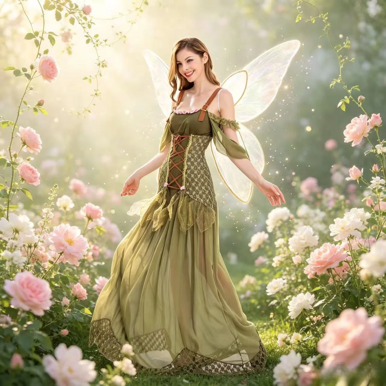 Vestido de Hada del Bosque para Mujer con Alas, Disfraz de Halloween para Mujer, Vestido Renacentista, Atuendo de Fiesta, Cosplay de Elfo, Novedad 2026