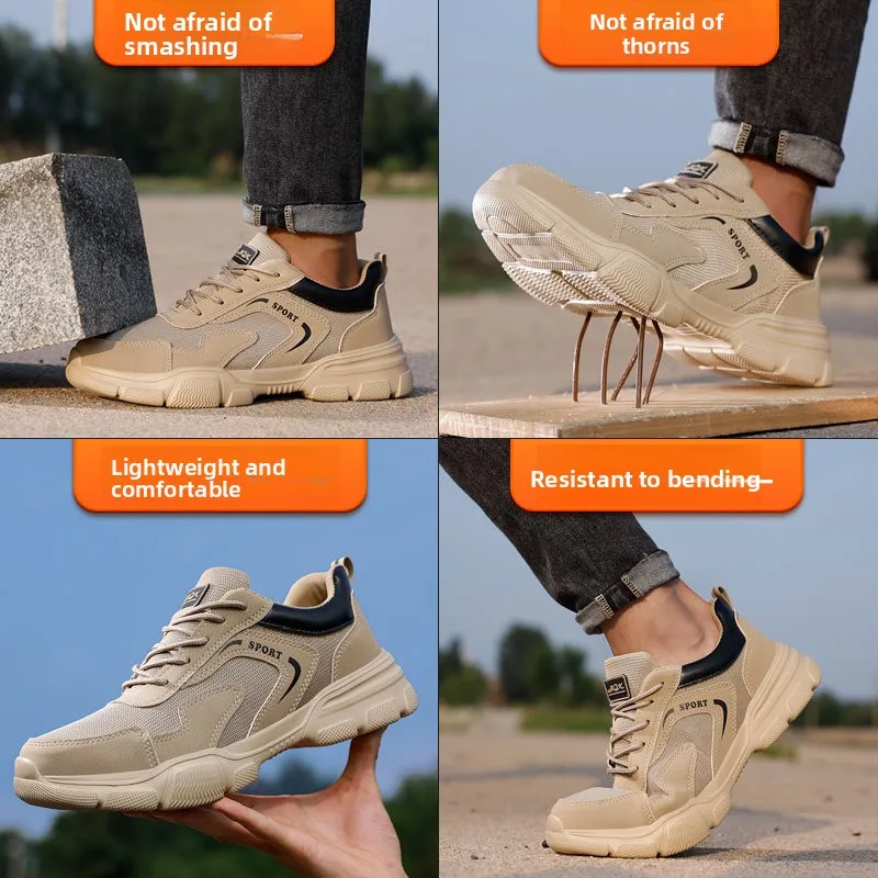 남성용 안전 신발 강철 발가락 밑창 남성 운동화 보호 기능이있는 경량 통기성 작업 신발 Anti Smashing Stabbing