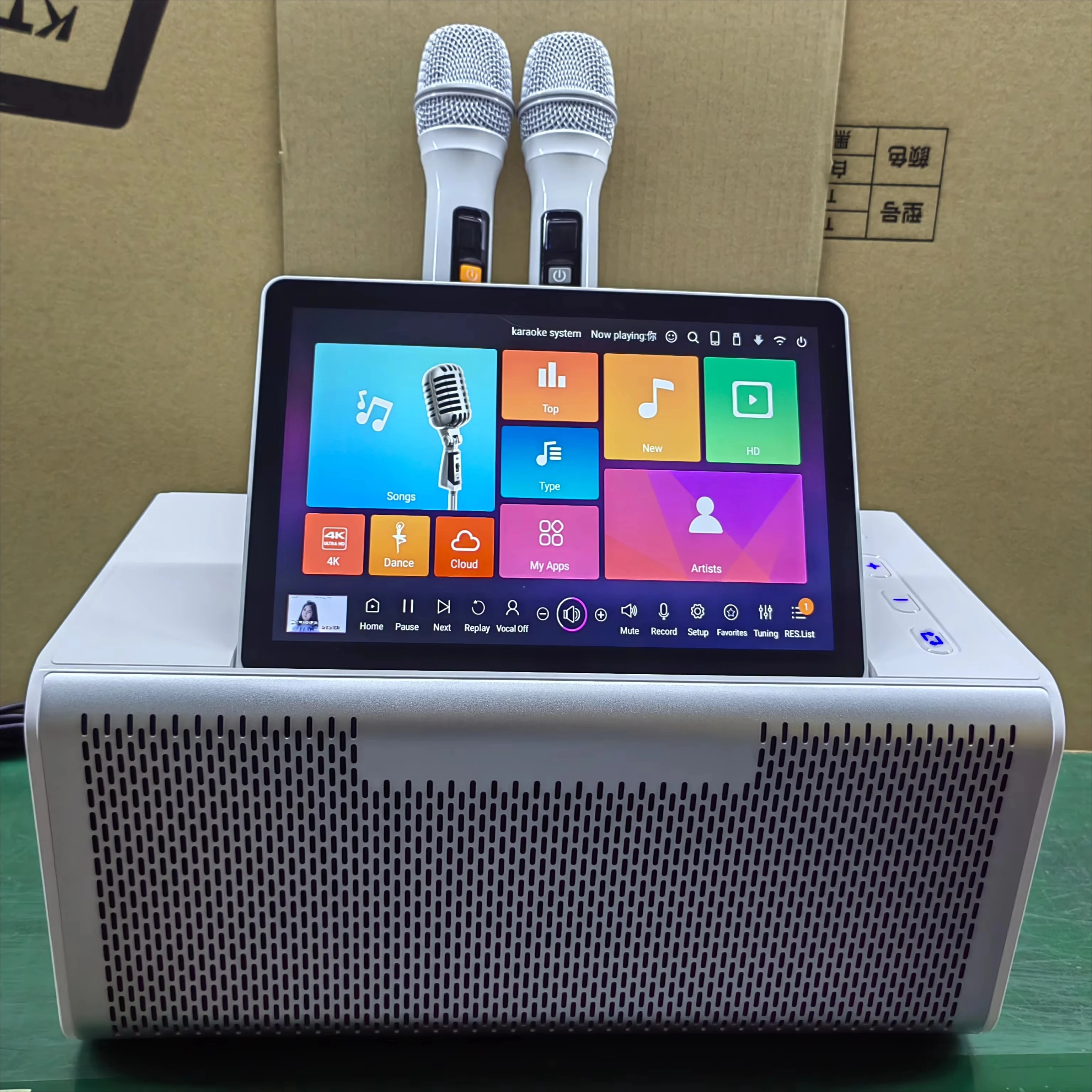 Professional Android oke System UHF Wireless Microphone 100W Audio 500K+ Songs-Wireless Touch Screen Sound Equipment