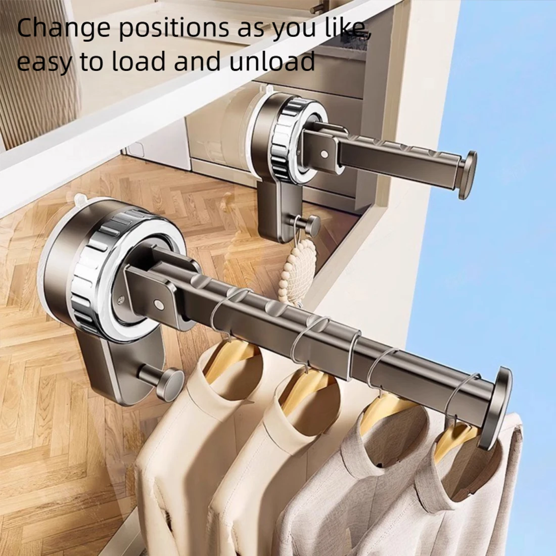 Foldable Hanger Storage Rack - No Drill Suction Cup Installation, Retractable Adjustable for Home Office, Durable Space-Saver