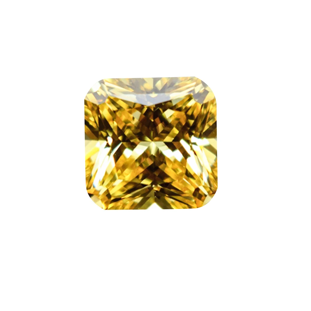 Grade AAA Light Yellow Cubic Zirconia Square Faceted Gemstone Radiant Cut Cubic Zirconia Multiple Sizes to Choose