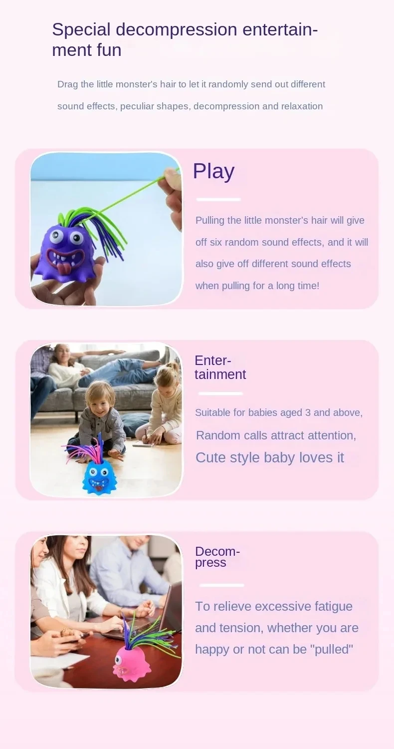 New Novelty Funny Hair Pulling Will Be Screaming Little Monster Kids Decompress Toys Christmas Creative Fun Educational Toys