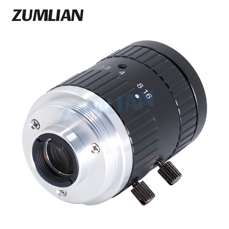 ZUMLIAN 25 مللي متر طول بؤري ثابت 6MP تشويه منخفض 2/3 بوصة C-Mount دليل القزحية F2.8 FA عدسة آلة رؤية كاميرا تلفزيونات الدوائر المغلقة Lente