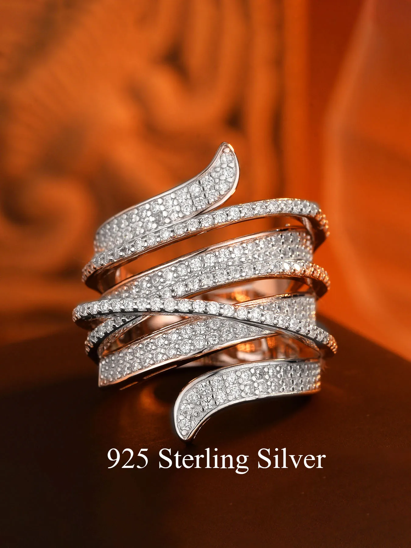 

Женское кольцо из стерлингового серебра 925 пробы, роскошное и модное, с многослойным дизайном в виде креста, полностью инкрустированное цирконием 5А.