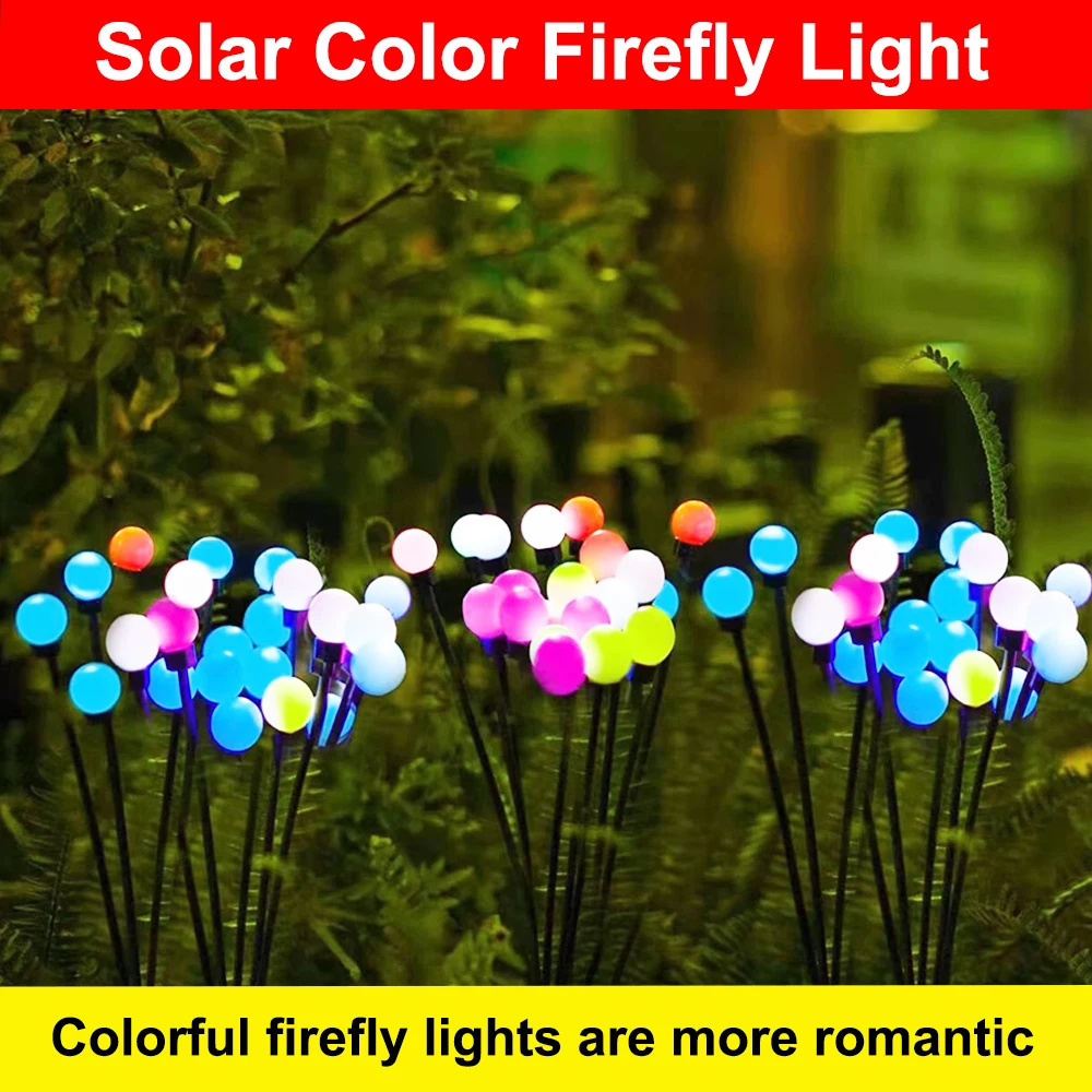 10-LED Solar Firefly Lights Solar Color Lights Garden Balcony Atmosphere Lights Oświetlenie dekoracyjne Krajobrazowe Oświetlenie trawnika