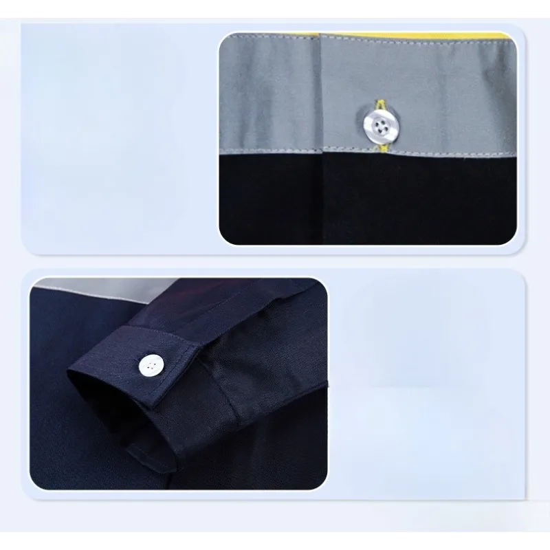 Pure Cotton Long Sleeve Reflective Stripe Work Shirt Construction Site Workshop Engineering Uniform Top