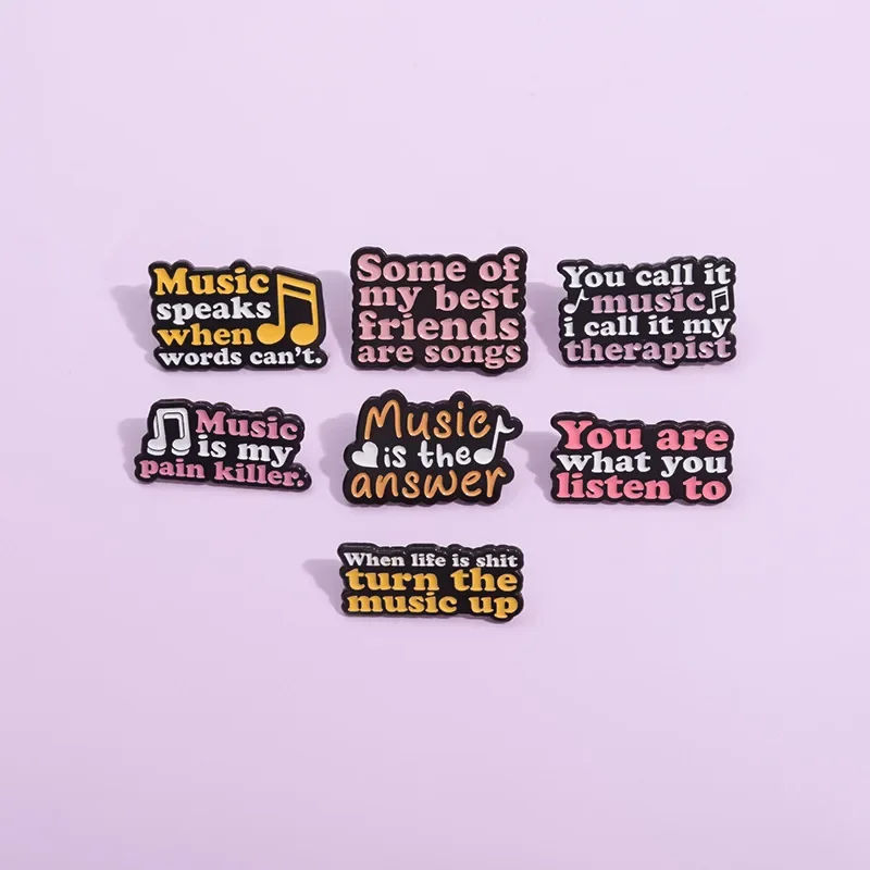 Music Is The Answer Enamel Pins Some Of My Best Friends Are Songs Brooch Custom Lapel Badges Alloy Jewelry Gift Wholesale