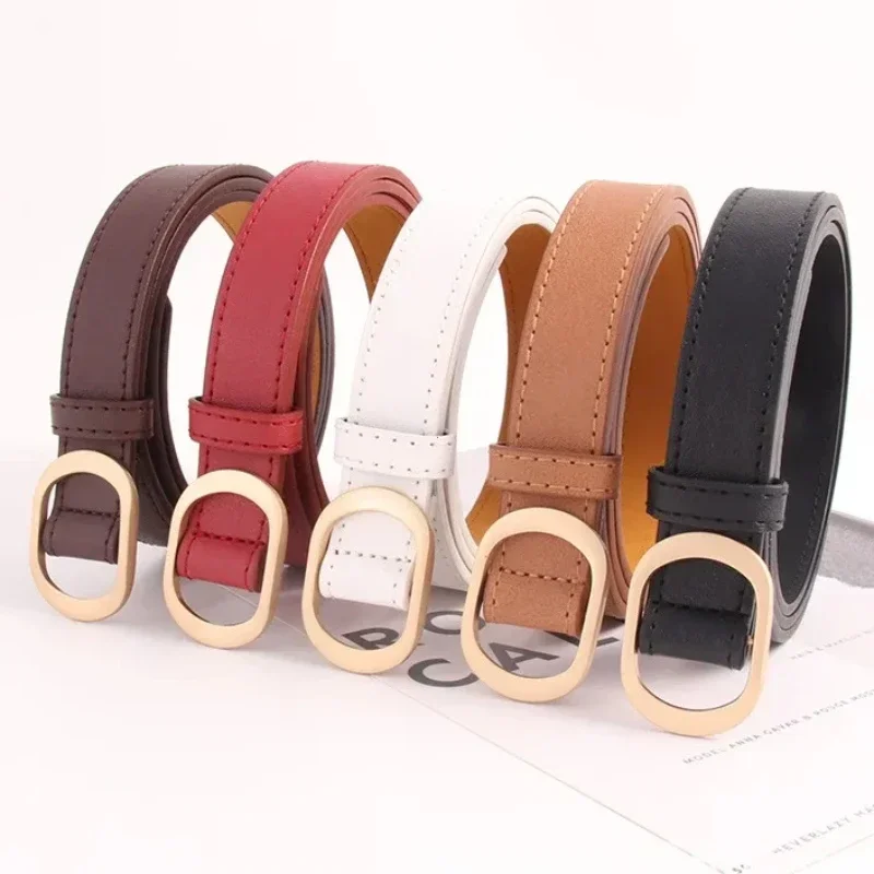 Five Colors Women's Belt Is Used for Jeans Waist Artificial Is  for Dresses Fashionable Gold Buttoned Pants