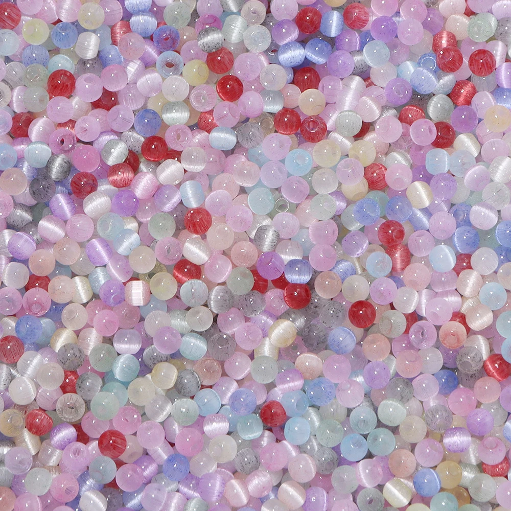 30g 4mm Katzenaugen-Glasperlen, bunte runde lose Perlen für die Schmuckherstellung, DIY-Armbänder, Halsketten, Handyketten-Zubehör – Detail 9