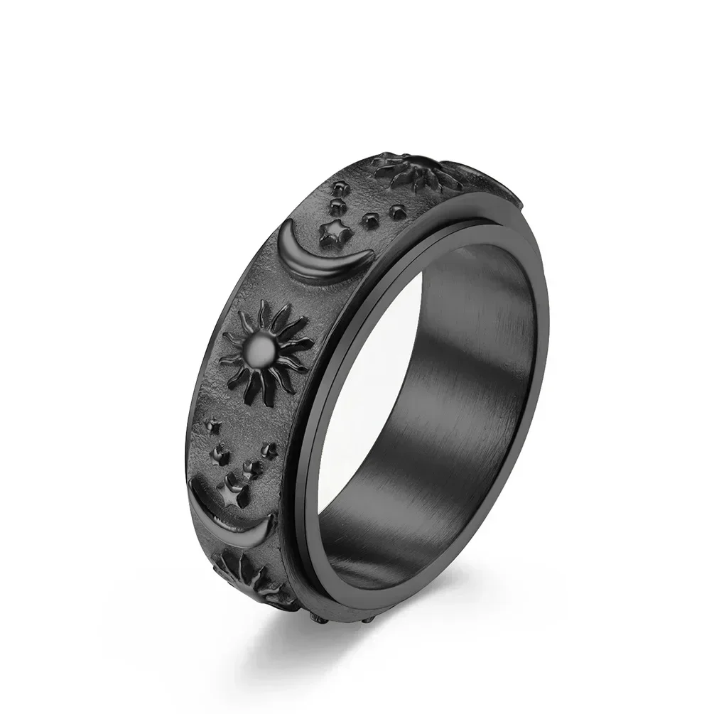 Colección April Vantage-anillo negro para hombre, acero inoxidable, clásico, liso, cuadrado, Anel para hombre, 2024