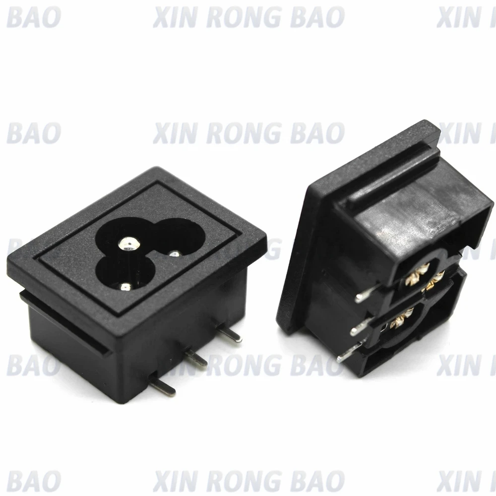 5pcs 3 Pins IEC320 connector C6 CE ROHS AC power socket 250V 2.5A 31*24mm 2.0 Panel Embedded Power Inlet Socket Connector black