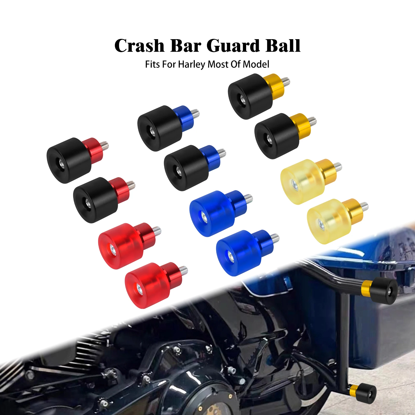 

Motorcycle Crash Bar Protector Ball M12 Engine Guard Saddlebag Bumpers Balls For Harley Softail Touring Dyna Sportster FLHR FLHT