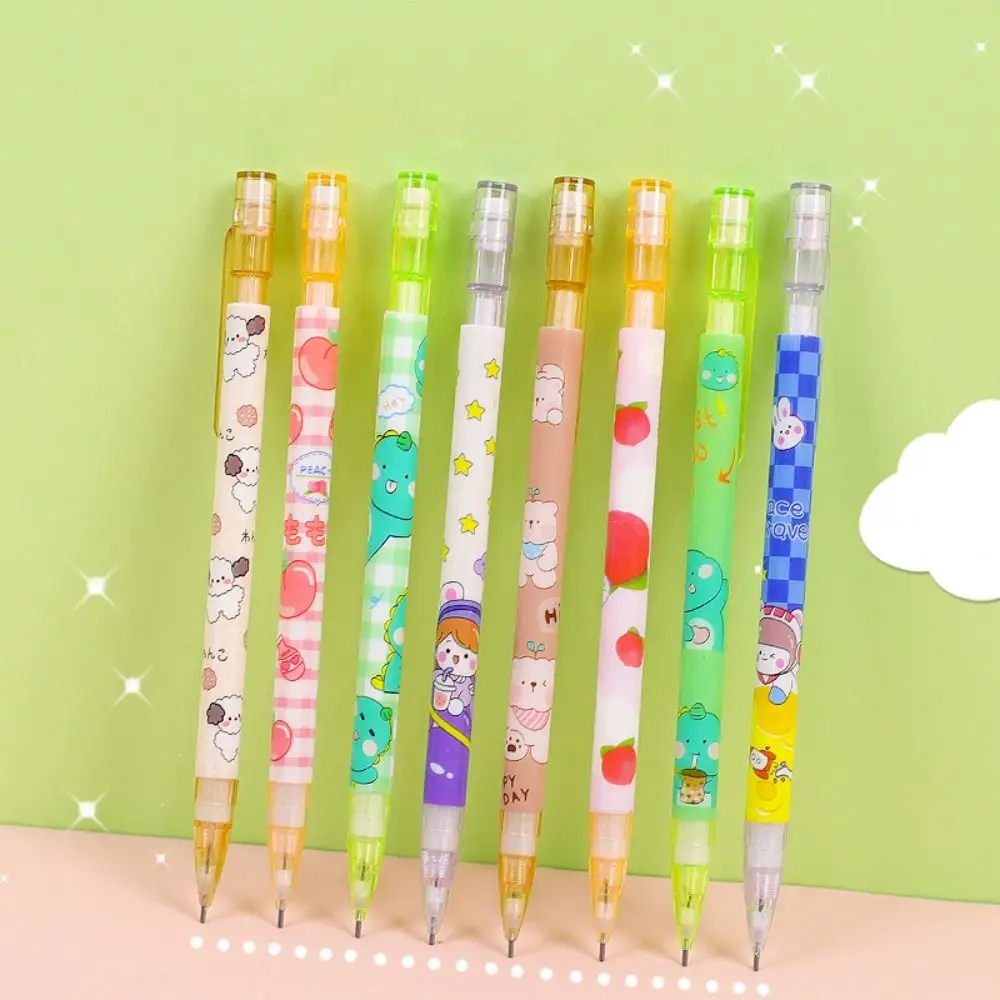 Cartoon 2.0MM 2B Automatic Pencil Come With Eraser Press Type Mechanical Pencil Stationery Sketch Pencil Sketch Comics Design