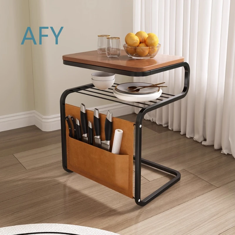 Creamy Style Side Table for Sofa Living Room Coffee Table for Small Spaces Narrow Storage Cabinet Snack Cart Mobile Rolling