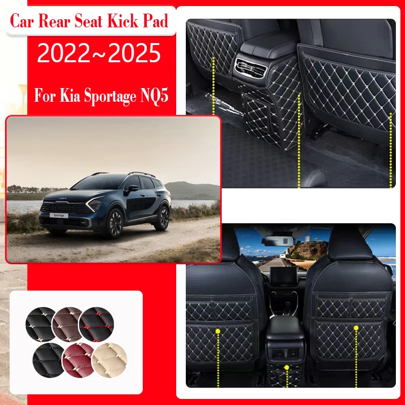 Leather Car Seat Back Protector Covers For Kia Sportage NQ5 2022 2023 2024 2025 Anti-dirty Pads Carpet Kick Mats Car Accessories