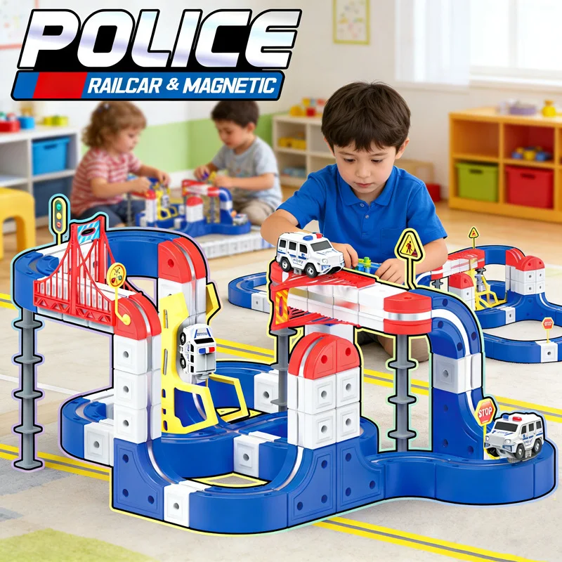 

Электрический магнитно-левитационный антигравитационный поезд-полицейская машина: Сборная магнитная трасса, развивающая конструктор-игрушка для игр в помещении