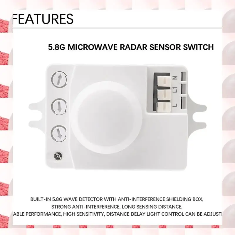 สวิตช์เหนี่ยวนําไมโครเวฟ 5.8G 220V การควบคุมการประหยัดพลังงานอัจฉริยะเซ็นเซอร์เรดาร์ไมโครเวฟทนทานติดตั้งง่าย
