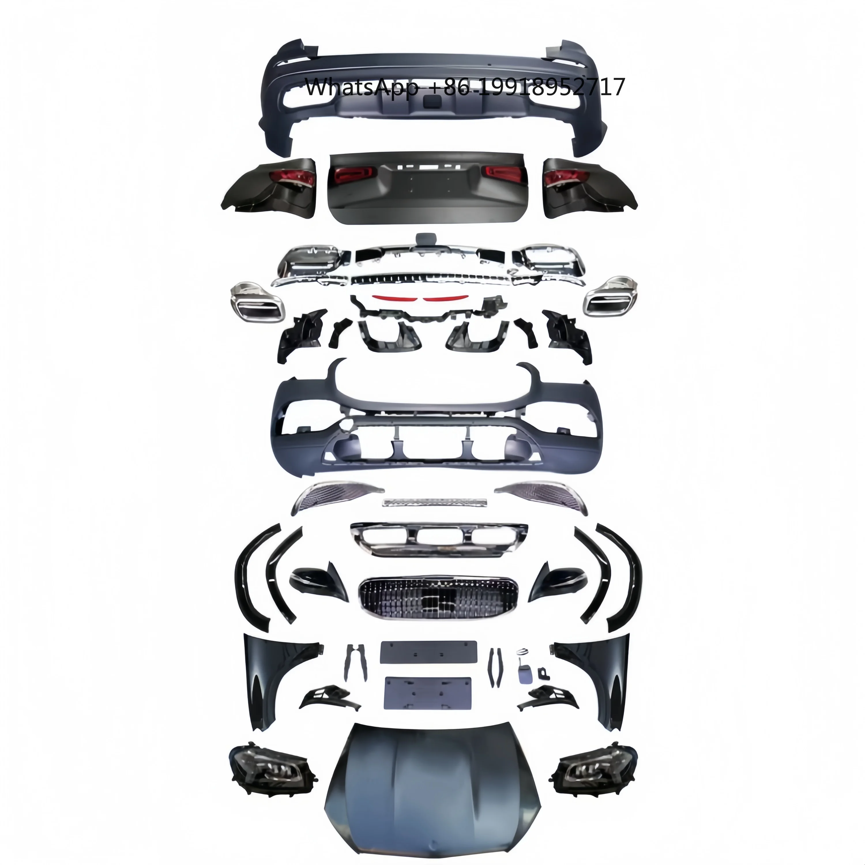 Style Vertical Grille Front Rear Bumper Conversion Kit for GL X166 to GLS X167 2020+ PP Material JJ1078