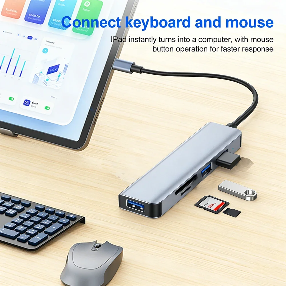 KEBIDUMEI 5 in 1 HUB USB 3.0 Docking Station With Card Reader 5Gbps High Speed Splitter Adapter Conmputer Accessories For Laptop