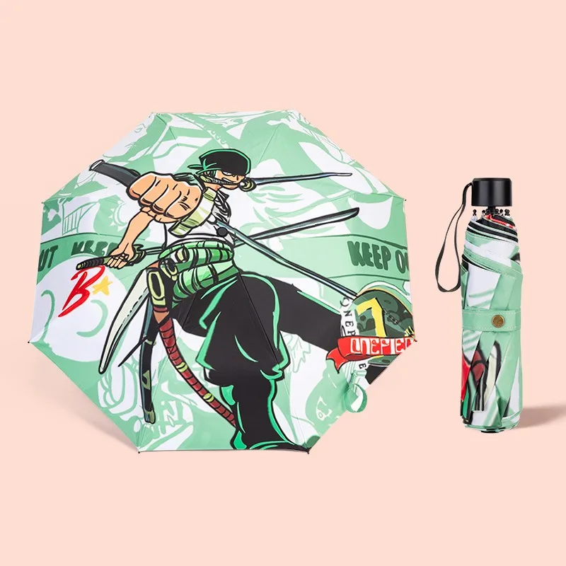 

New One Piece Luffy Rain Umbrella 3 Fold Automatic Travel Compact Portable Sunscreen Parasol Windproof Woman Men Gift