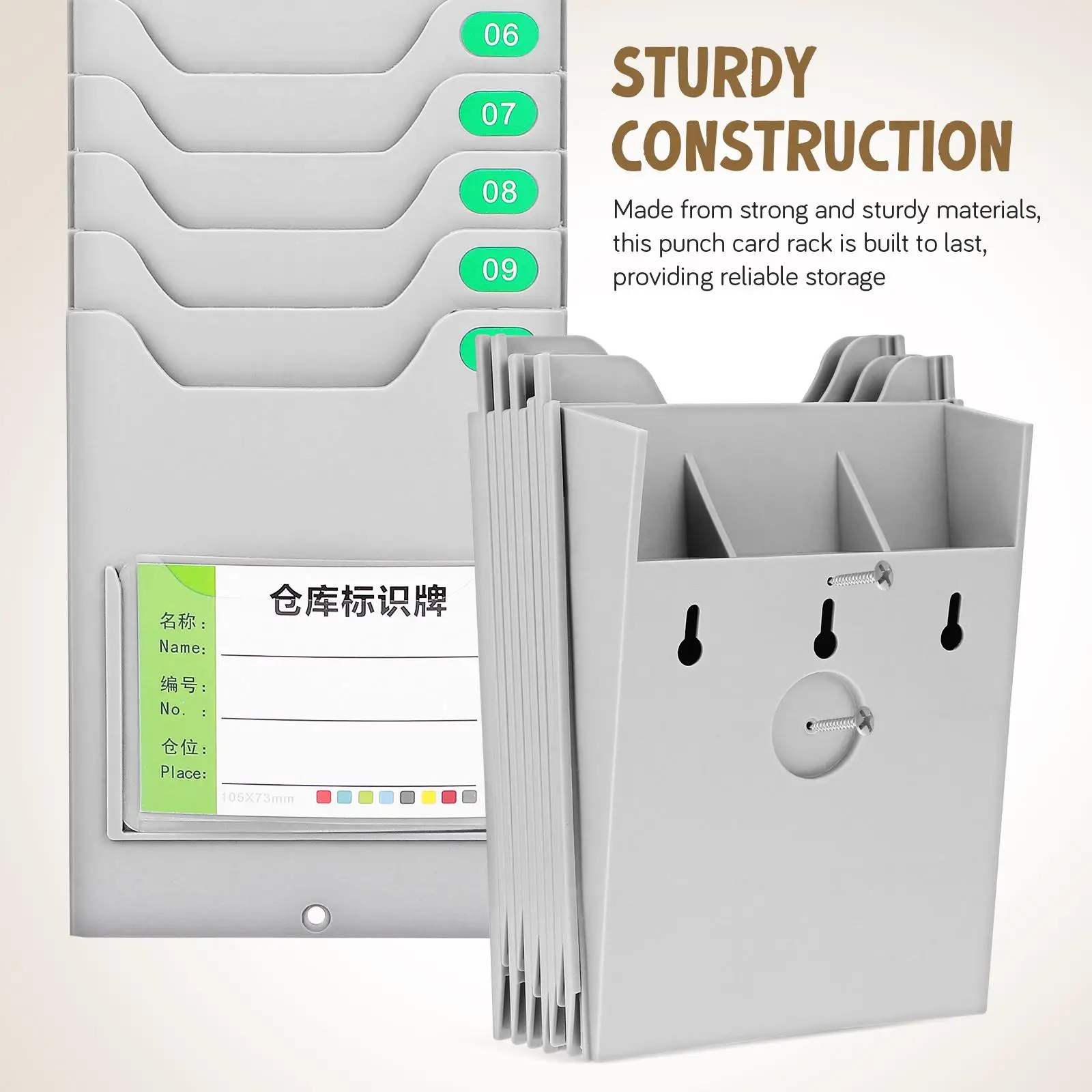 Material Card Rack Punch Holder for Factory Expandable Pocket Employees Pp with Label