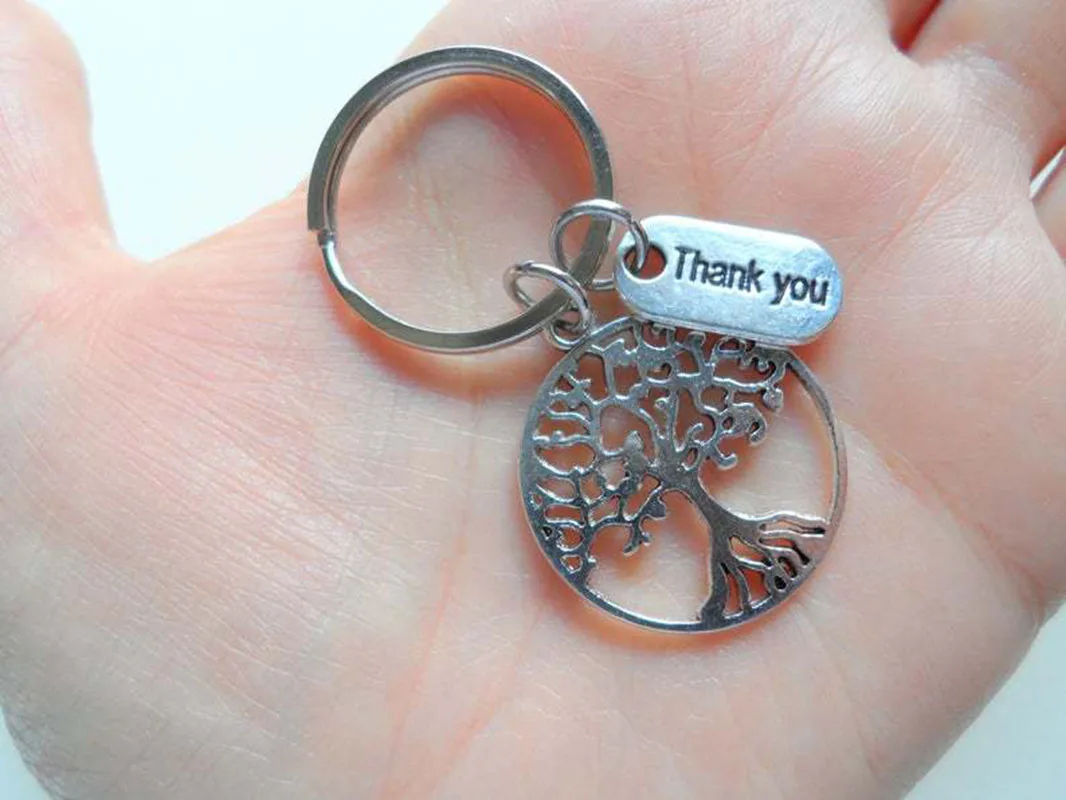 Tree of Life Thank Yuo Fashion Keychain Graduation Season Keychain Teacher'S Day Thanksgiving Keychain Jewelry Gift for Friends