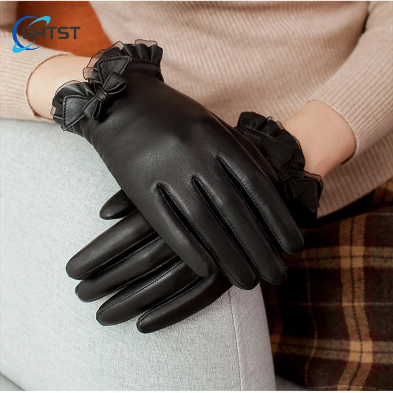 Nieuwe Kant Vlinder Dameshandschoenen Lamsleer Rijhandschoenen Rijden Herfst Winddicht Winter Warme Comfortabele Handschoenen