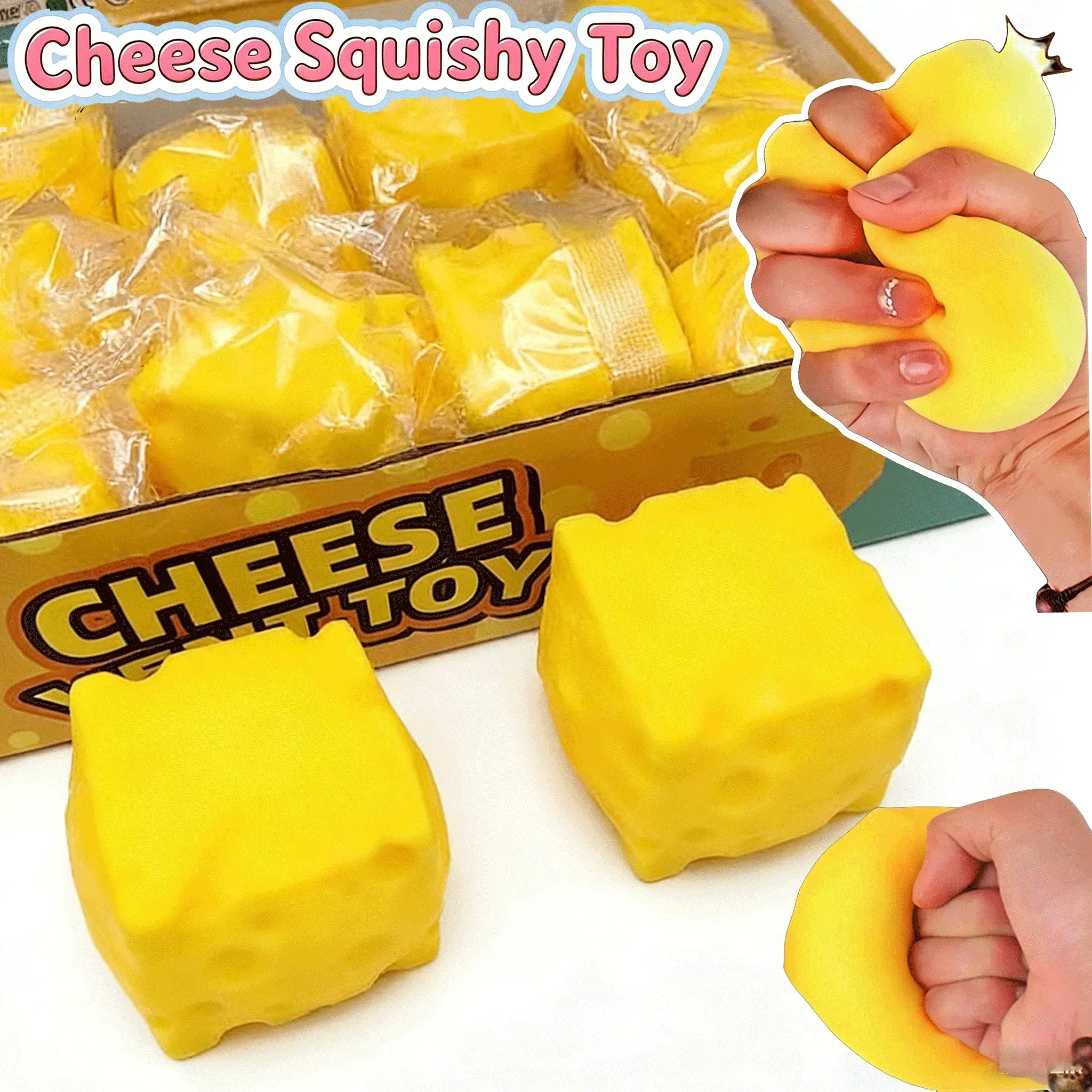 G5EPortable Cheese Squeeze Toy Fidget Stress Relief Squishy Ball Slow Rebound for Desk Decor Decompression Toy for Adults Gift