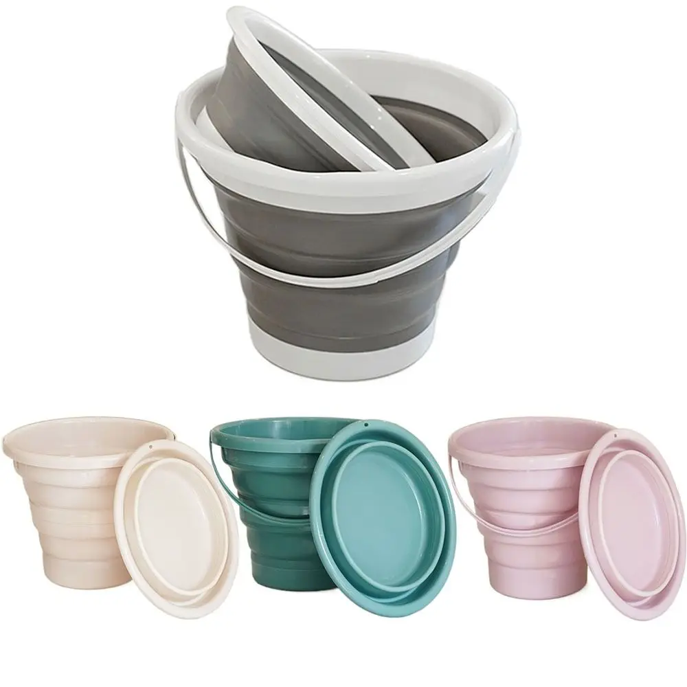 BPA-Free Hanging Hole Folding Bucket Set Space Saving Handle Portable Water Tub Leakproof Reusable Fishing Water Pail Sand