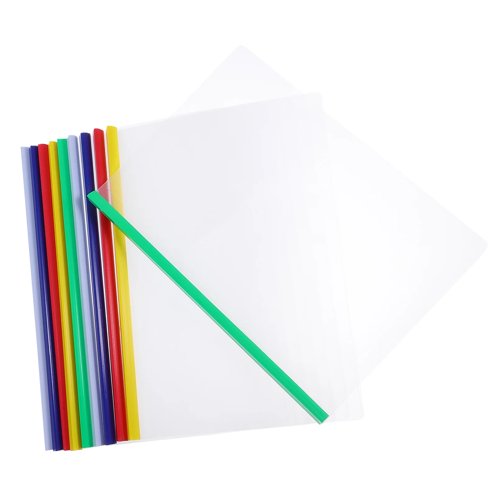 

10pcs Transparent Plastic File Folders A4 Sliding Bar Holder Colored Light Flexible Non-Slip Sheet High Capacity Organizer For