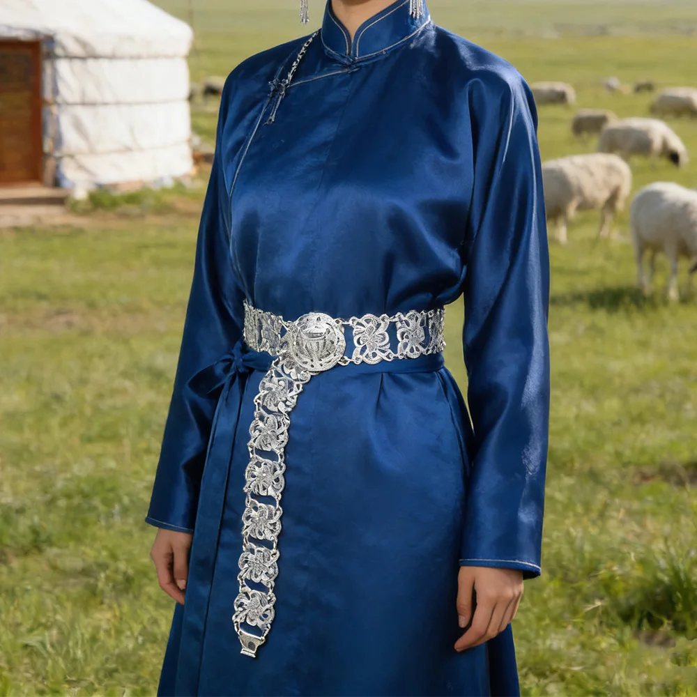 

Fashion Alloy Carved Hollow Geometry Flower Waist Belly Chains Traditional Malaysian Thai Vacation Dress Ethnic Body Jewelry