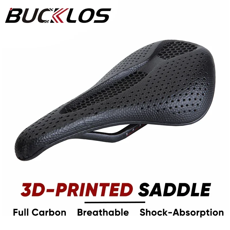 BUCKLOS 3D Printed Bicycle Saddle Full Carbon Fiber Bike Seat Cushion Ultralight Road Mountain Bike Saddle Carbon MTB Seat