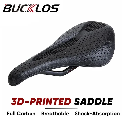 Imagen 2 del producto BUCKLOS-sillín de bicicleta con estampado 3D, cojín de asiento de bicicleta de fibra de carbono, asiento ultraligero para bicicleta de montaña y carretera